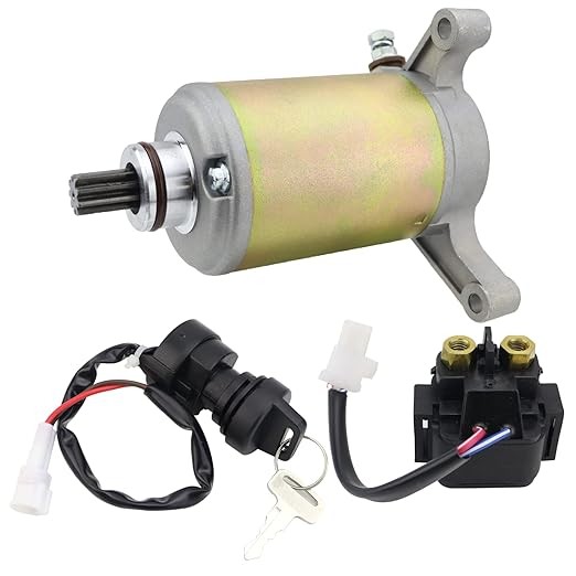 Starter Motor & Solenoid Relay & Ignition Switch for Yamaha Warrior 350 YFM350 2004, 1UY-81890-00-00, 1YW-81800-50, 1UV-81800-50, SMU0065