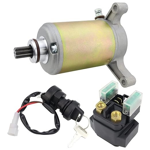 Starter Motor & Solenoid Relay & Ignition Switch for Yamaha Raptor 350 YFM350R 2004-2013, 1UY-81890-00-00, 1YW-81800-50, 1UV-81800-50, SMU0065
