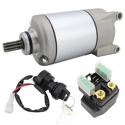 Starter Motor & Relay & Ignition Switch for Yamaha YFM35 YFM350 Grizzly 350 2007-2014 Bruin 350 2004-2006 Wolverine 350 2006-2009, Replaces 3HE-81800-00-00 3HE-81890-00-00picture7