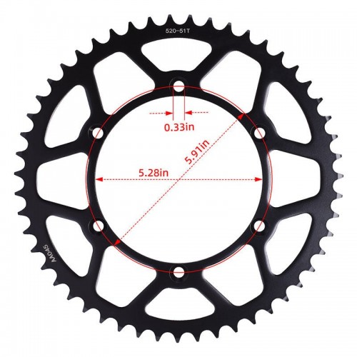 Steel Rear Sprocket 520-51T for Kawasaki KLX300 KX125 KDX175 KX250 KX450picture3