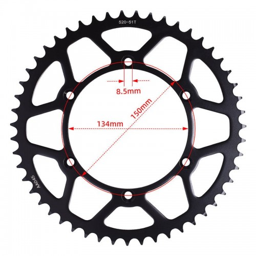 Steel Rear Sprocket 520-51T for Kawasaki KLX300 KX125 KDX175 KX250 KX450picture6