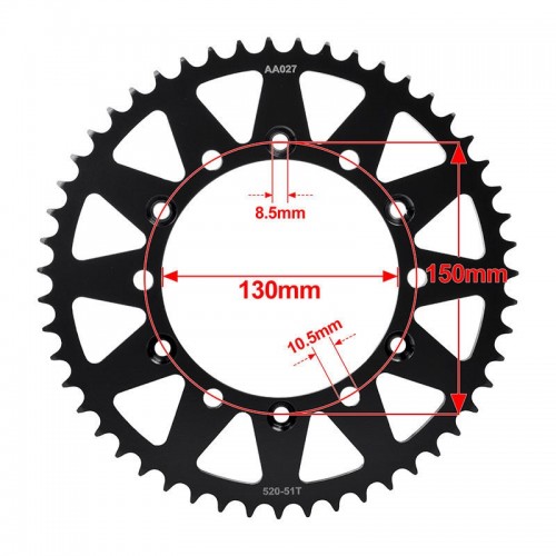 Steel Rear Sprocket 520-51T for Yamaha WR250 YZ250 2015-2024 YZ450picture4