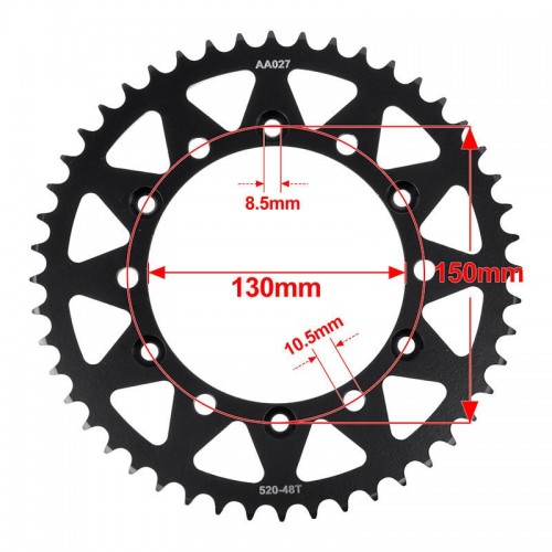 Steel Rear Sprocket 520-48T for Yamaha YZ125 YZ250 YZ426 YZ450 2015-2018picture2