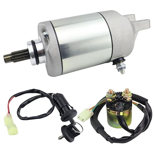 Starter Motor & Solenoid Relay & Ignition Switch for Honda TRX300EX Sportrax 300 EX 2007-2008, TRX300X 2009, Sportrax TRX300EX 300 EX Starter for Honda, 31200-HM3-671 SM13422 SMU0029 18329