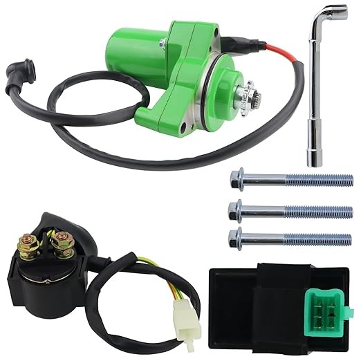 3 Bolt Starter Motor & Relay & CDI for 50cc 70 cc 90cc 100 cc 110cc 125 cc ATV Dirt Bikes Go Karts Chinese Pit Bike Quad 4 Wheelers Dune Buggy Sandrail SSR Roketa Taotao Jonway SunL, Green