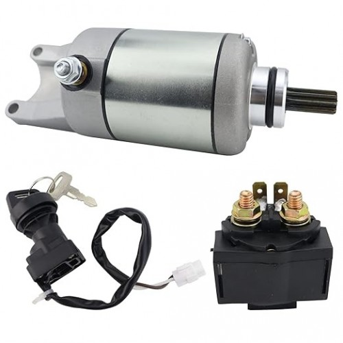 Starter Motor & Solenoid Relay & Ignition Switch for Kawasaki ATV Prairie 360 4X4 KVF360 2003-2008, Replace 21163-1328picture7