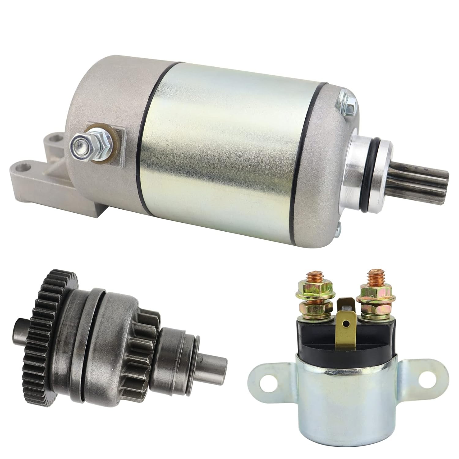 Starter Motor & Drive & Solenoid Relay for Can-Am Outlander 330 400 450 03-15 2003-2023 420-684-280, 420-684-282, 420-684-283, SMU0287, 410-54079, 18823, 57-2734