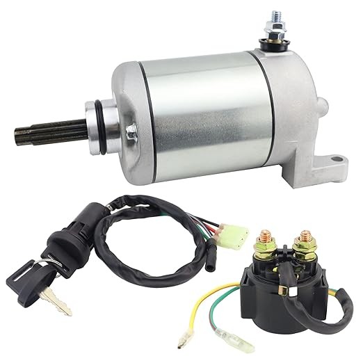 Starter Motor & Solenoid Relay & Ignition Switch for Honda Sportrax Fourtrax 400EX TRX400EX 1999-2004, 31200-HN1-000 SMU0214 HA-115N 410-54037 18608 57-2704 49-5752