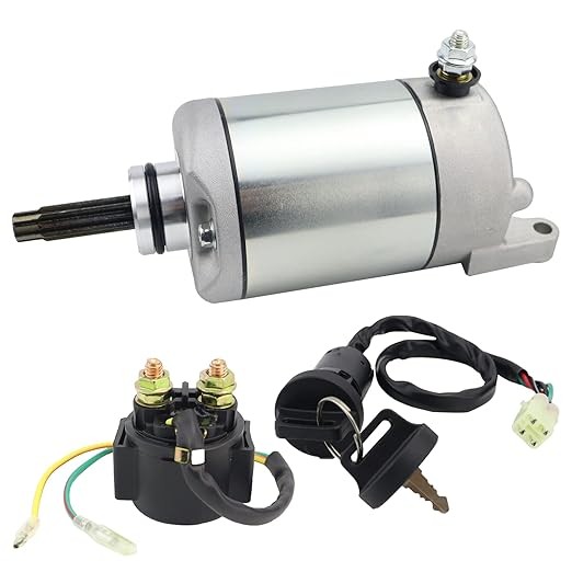 Starter Motor & Solenoid Relay & Ignition Switch for Honda Sportrax 400 TRX400EX 2005-2008, TRX400X 2009-2014, 31200-HN1-A41 410-54119 SMU0411 18855 495297