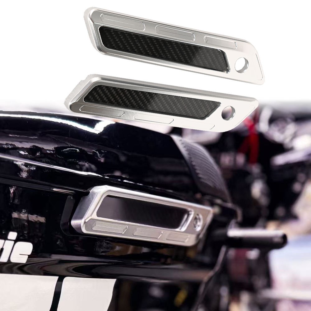 Aluminum T6061 Saddlebag Hinge Latch Covers Fits for Harley Touring14-23  with Carbon Fiber Reflector Performance Bagger
