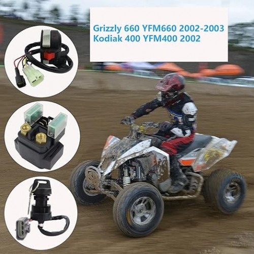 Left Handlebar Control Engine Start Run Off Headlight Switch & Solenoid Relay & Ignition Switch for Yamaha Grizzly 660 YFM660 2002-2003 Kodiak 400 YFM400 2002, 5LP-83973-01-00picture7