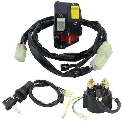 Handlebar Switch Start Stop Headlight & Solenoid Relay & Ignition Switch for Honda TRX400EX Fourtrax 400EX 1999-2000, TRX400EX Sportrax 400EX 2001-2004, 35020-HN1-000