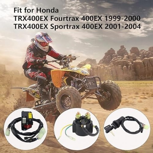 Handlebar Switch Start Stop Headlight & Solenoid Relay & Ignition Switch for Honda TRX400EX Fourtrax 400EX 1999-2000, TRX400EX Sportrax 400EX 2001-2004, 35020-HN1-000picture7