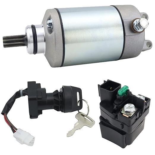 Starter Motor & Solenoid Relay & Ignition Switch for Suzuki Quadsport LT-Z400 LT-Z400Z 2009 21163-S004 31100-29F00 3445-033 SMU0281