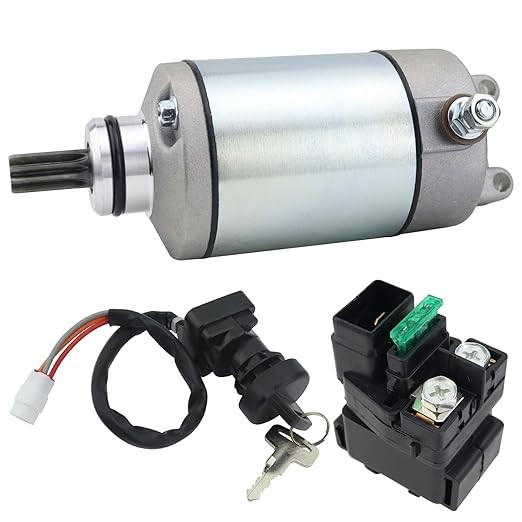 Starter Motor & Solenoid Relay & Ignition Switch for Kawasaki KFX400 KSF400 2003-2006 21163-S004 31100-29F00 3445-033 SMU0281