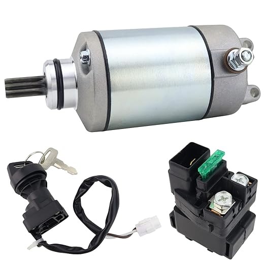 Starter Motor & Solenoid Relay & Ignition Switch for Suzuki Quadsport LT-Z400 LT-Z400Z 2003-2008, for Arctic Cat 400 DVX 2006-2008, 21163-S004 31100-29F00 3445-033 SMU0281