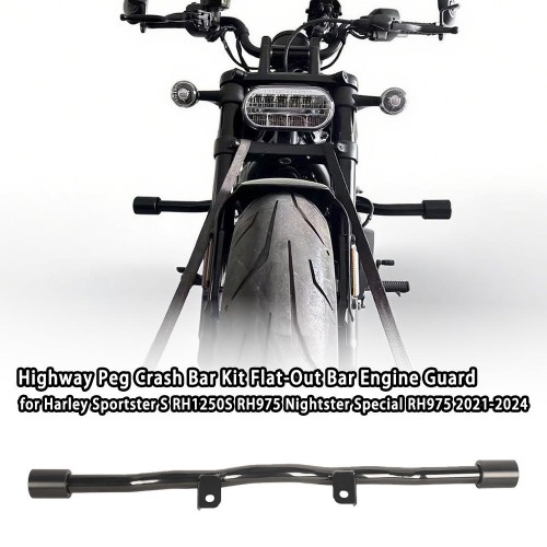 Highway Peg Crash Bar Kit For Harley 2022 Sportster S RH1250S RH975 Nightster Special RH975 2021-2024 Flat-Out Bar Engine Guard