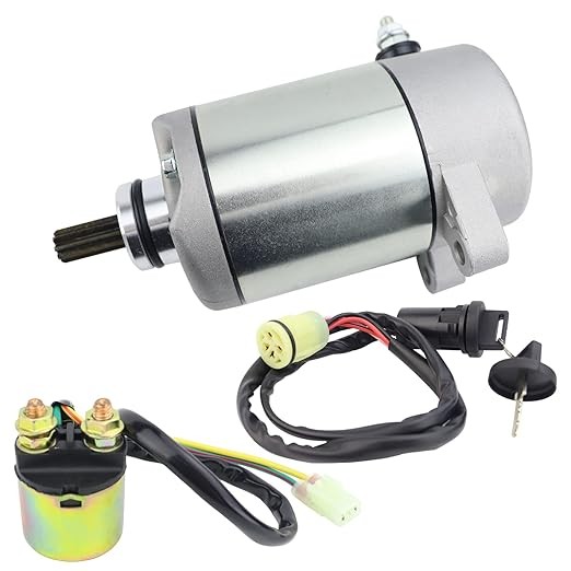 Starter Motor & Solenoid Relay & Ignition Switch for Honda FourTrax Rancher 400 TRX400FA TRX400FGA 2004-2007 31200-HN7-003 SMU0220 18683