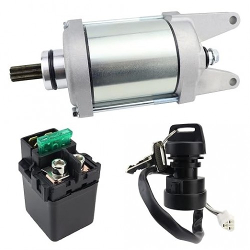 Starter Motor & Relay & Ignition Switch for Kawasaki Brute Force 650 4X4 KVF650 2009-2013, KFX700 KSV700 2009 2011, 21163-0037