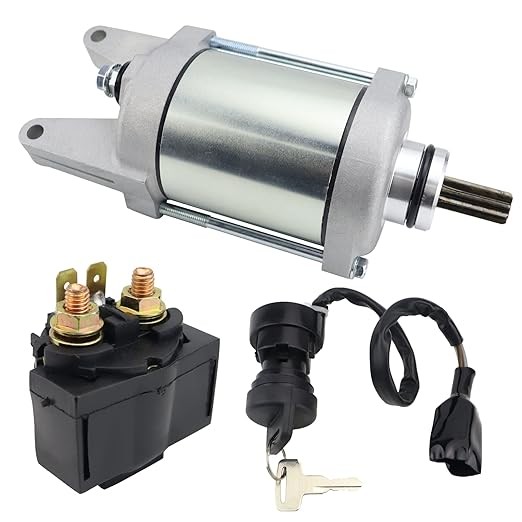 Starter Motor & Relay & Ignition Switch for Kawasaki Brute Force 750 4X4i KVF750 08-22, Brute Force 650 4X4i KVF650 09-13, 21163-0037