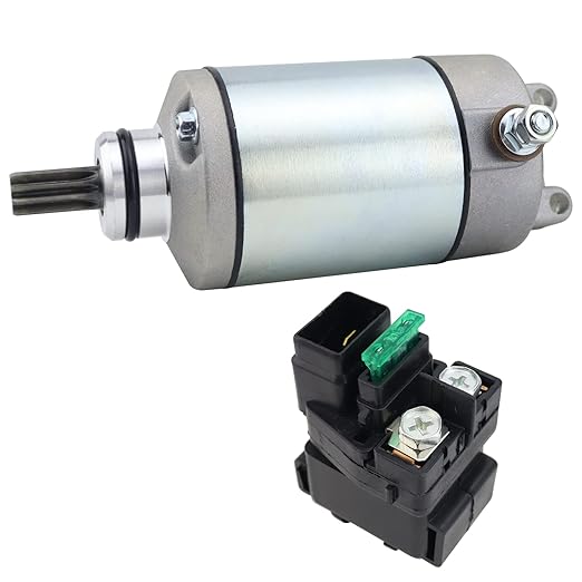 Starter Motor & Solenoid Relay for Kawasaki KFX400 KSF400 03-06, for Suzuki Quadsport LT-Z400 LT-Z400Z 03-08, for Arctic Cat 400 DVX 04-08, 21163-S004 31100-29F00 3445-033 SMU0281