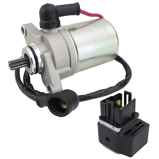 Starter Motor & Solenoid Relay for Polaris Outlaw 50 2008-2019, Outlaw 50 INTL 2010, Predator 50 2007 0450533 0451692 18643 18644 SMU0273 SMU0284 410-54058 57-2732