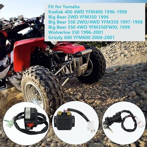 Left Handlebar Switch & Solenoid Relay & Ignition Switch for Yamaha Big Bear 350 YFM350 97-98 Grizzly 600 YFM600 00-01 Wolverine 350 YFM350 96-01 Kodiak 400 YFM400F 96-98 4GB-83973-09-00picture7