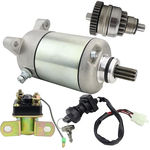 Starter Motor & Drive & Solenoid Relay & Ignition Switch for Polaris Magnum 425 97-98, Scrambler Magnum Worker Sportsman 500 1999, Big Boss 500 98-99, 3090188 3084981 57-2688 SMU0061 41054020