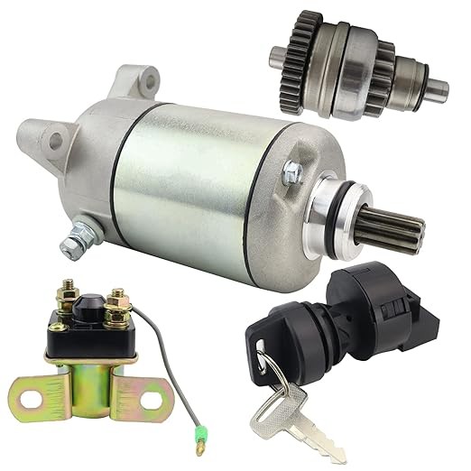 Starter & Drive & Relay & Ignition Switch for Polaris Sportsman Scrambler Magnum Big Boss 325 400 500 2002, Ranger 500 2002, 3090188 3084981 57-2688 SMU0061 41054020