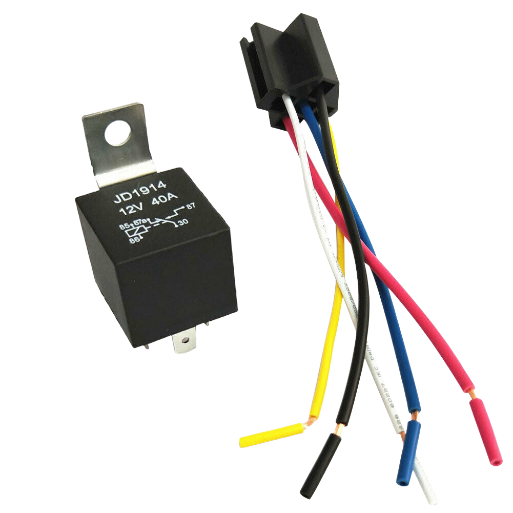 12V 40A Automotive Relay with Iron Backing Plate and 5-Pin Socket