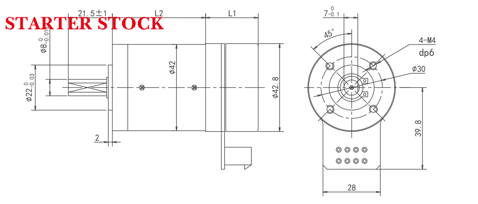 nema 42 Planetery Gearbox Outer Roter BLDC Dimensions
