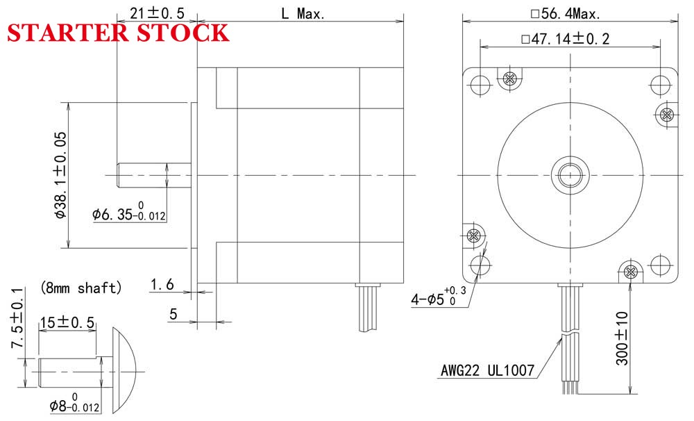 nema 23 stepper motor Dimensions 