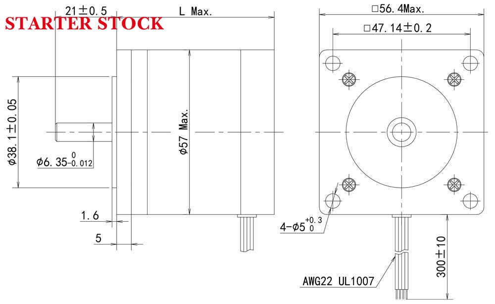 12v stepper motor Dimensions