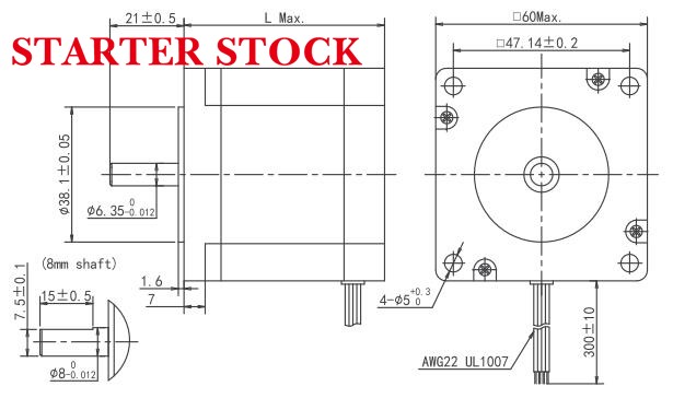 24 volt stepper motor Dimensions