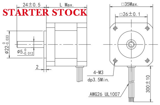nema 14 stepper motor Dimensions