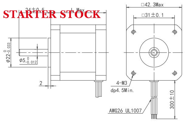 12v nema 17 stepper motor Dimensions