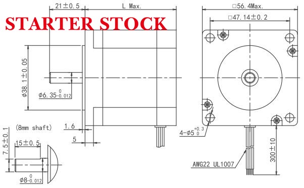 nema 23 stepper motor Dimensions