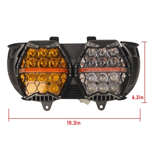 For Harley Touring Road Glide FLTR 2015-2023 Yellow-Clear LED Performance Headlight High Low Beam Amber DRL Lamp