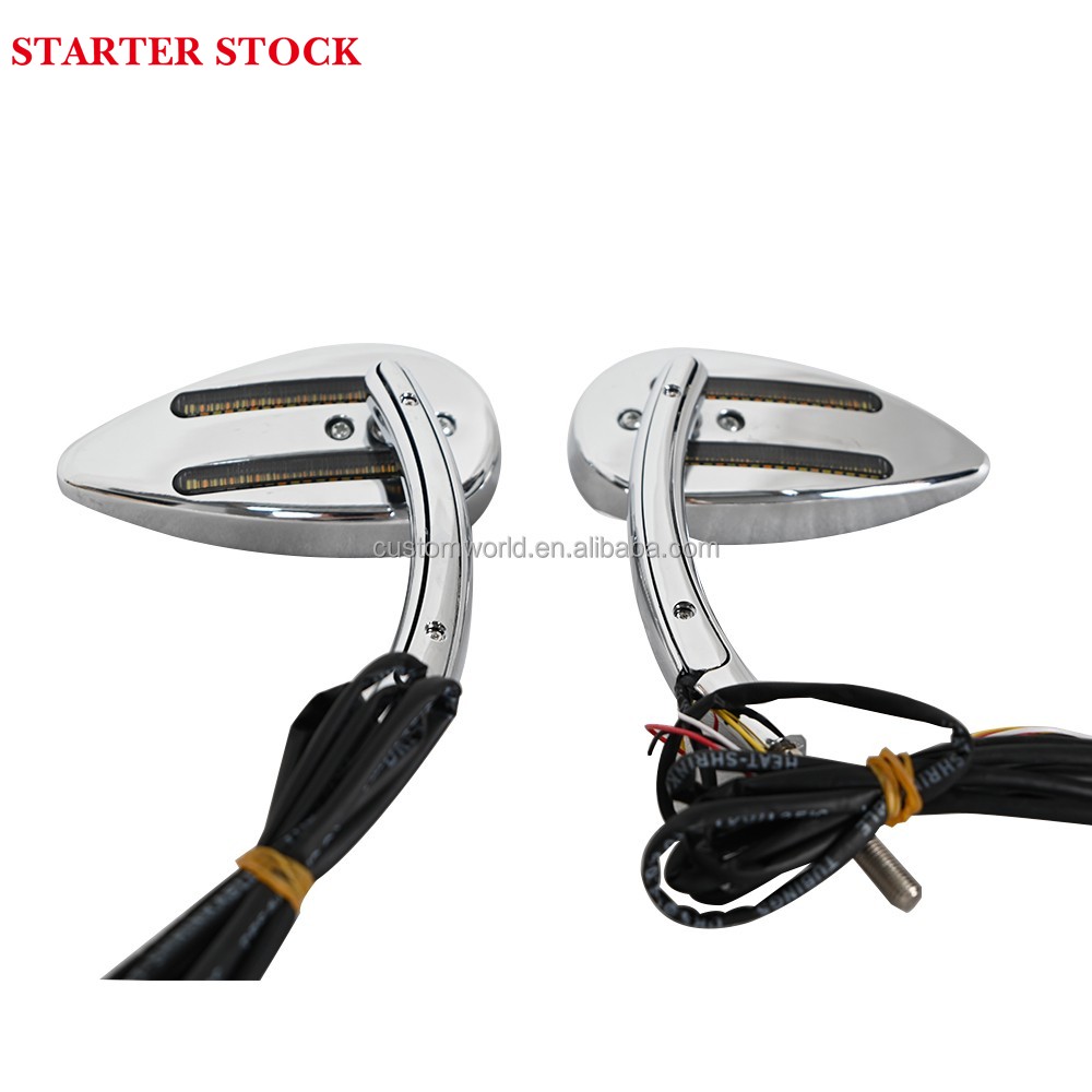 For Harley Davidson Club Style Mirror with DRL White Turn Signal Amber and Brake Light Universal