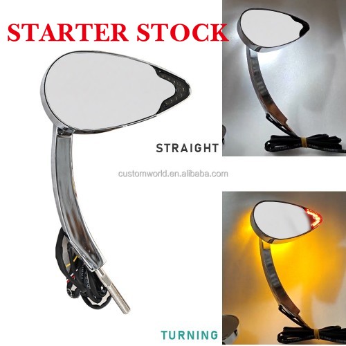 For Harley Davidson Club Style Mirror with DRL White Turn Signal Amber and Brake Light Universalpicture3