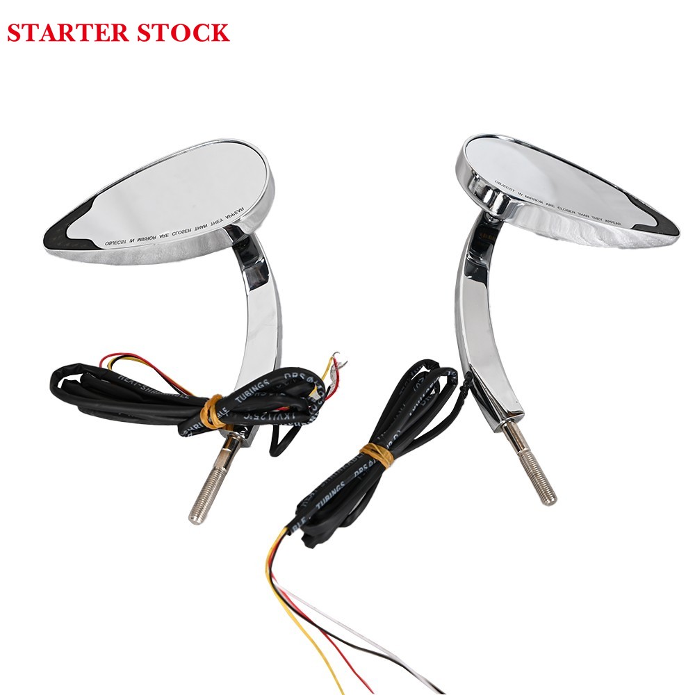For Harley Club Style Plug and Play Mirror with DRL White Turn Signal Amber and Brake Light Universal