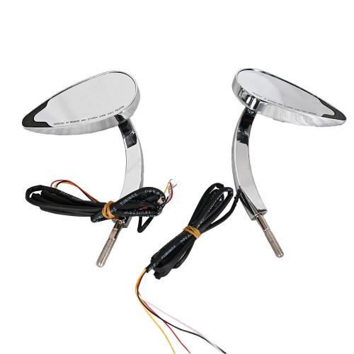 For Harley Club Style Plug and Play Mirror with DRL White Turn Signal Amber and Brake Light Universal