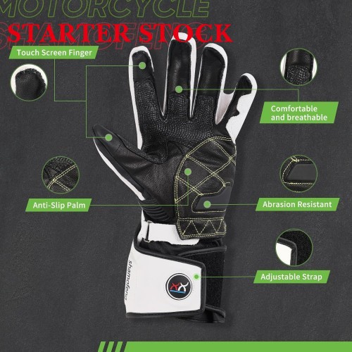 Unisex Leather Motorcycle Gauntlets Full Finger Knuckle Protection Touchscreen Compatible Motocross Sports Gloves for BMX MX ATV MTB Riding, Road Racing, Cycling, Climbingpicture4