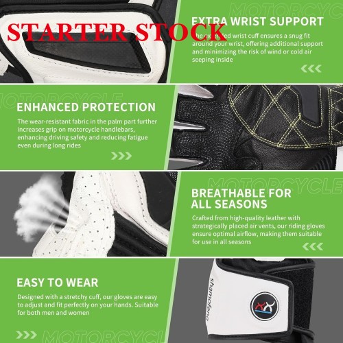 Unisex Leather Motorcycle Gauntlets Full Finger Knuckle Protection Touchscreen Compatible Motocross Sports Gloves for BMX MX ATV MTB Riding, Road Racing, Cycling, Climbingpicture5