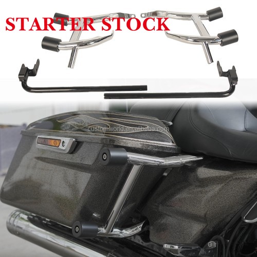 For Harley Touring Street Glide Road Glide 2014-2025 Motorcycle Chrome Saddlebag Guard with Support Bar Crash Barpicture5