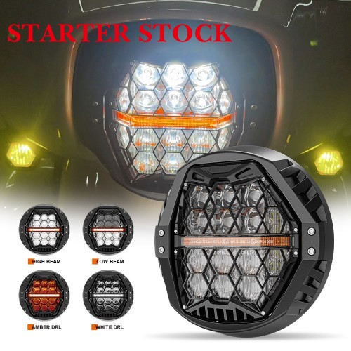 For Harley All Motorcycles 7 Inch LED Motorcycle Headlight Round 7" Headlamp with Housing Bucket DRL Hi/Low Beam Headlightpicture3