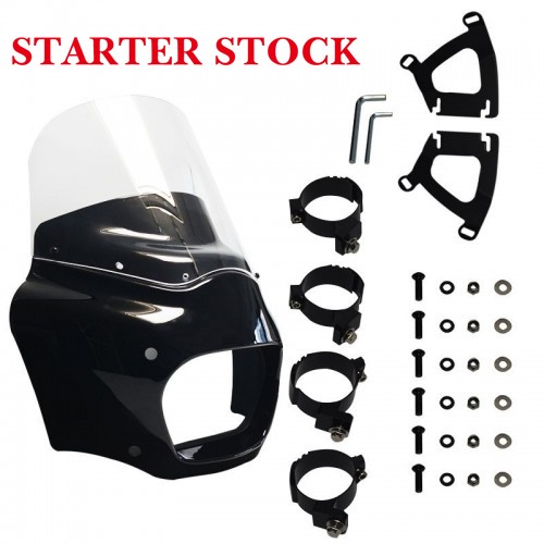 ABS Motorcycle Parts For Harley 11 Inch Plastic Breakout Front Headlight Fairings Cover Windscreen Kitpicture4