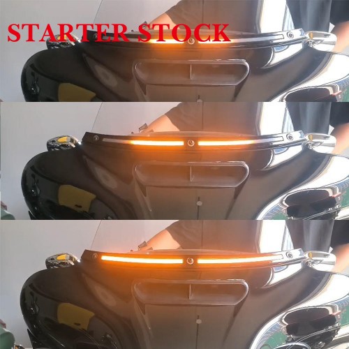 For Harley Touring 2014-2024 LED Windshield Trim Flow Turn Signal Amberpicture2