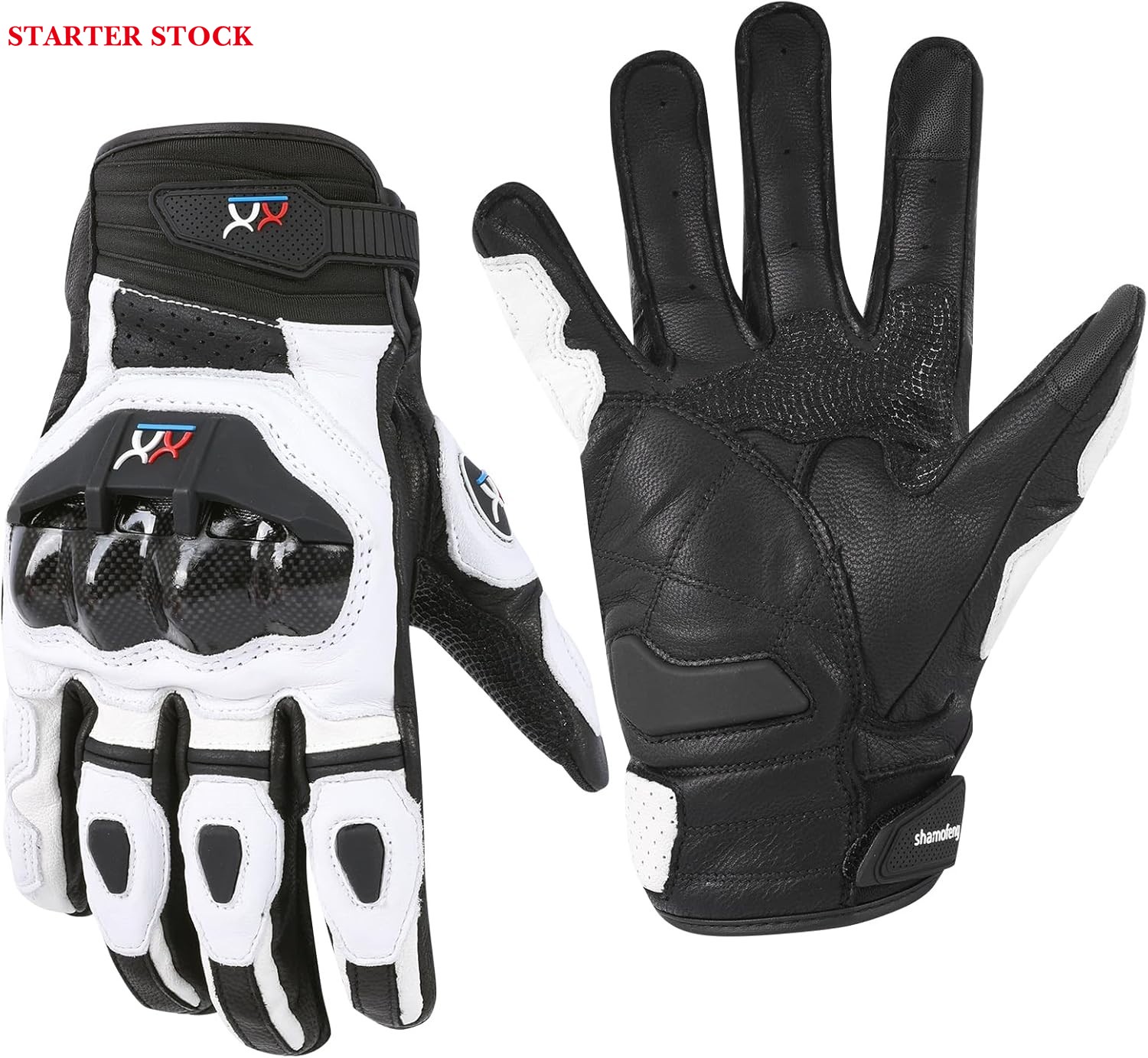 Unisex Leather Motorcycle Gauntlets Full Finger Knuckle Protection Touchscreen Compatible Motocross Sports Gloves for BMX MX ATV MTB Riding, Road Racing, Cycling, Climbing