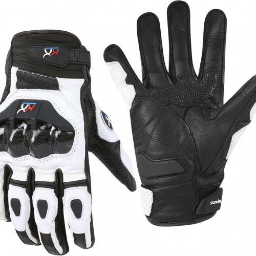 Unisex Leather Motorcycle Gauntlets Full Finger Knuckle Protection Touchscreen Compatible Motocross Sports Gloves for BMX MX ATV MTB Riding, Road Racing, Cycling, Climbing